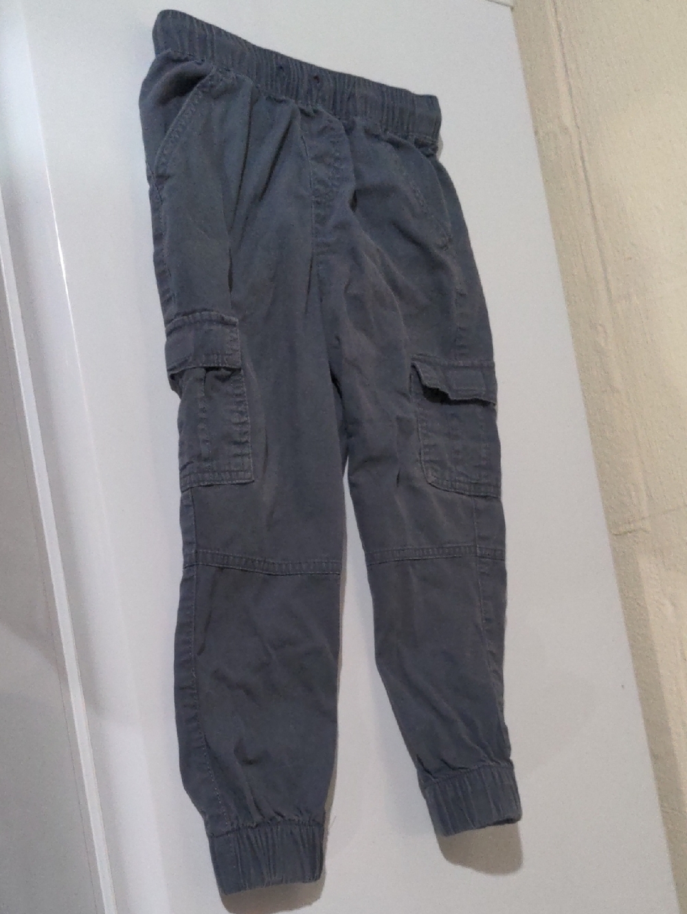 Kids Boys Elastic Waist Cargo Pants With No Drawstring In Light Navy Blue Denim